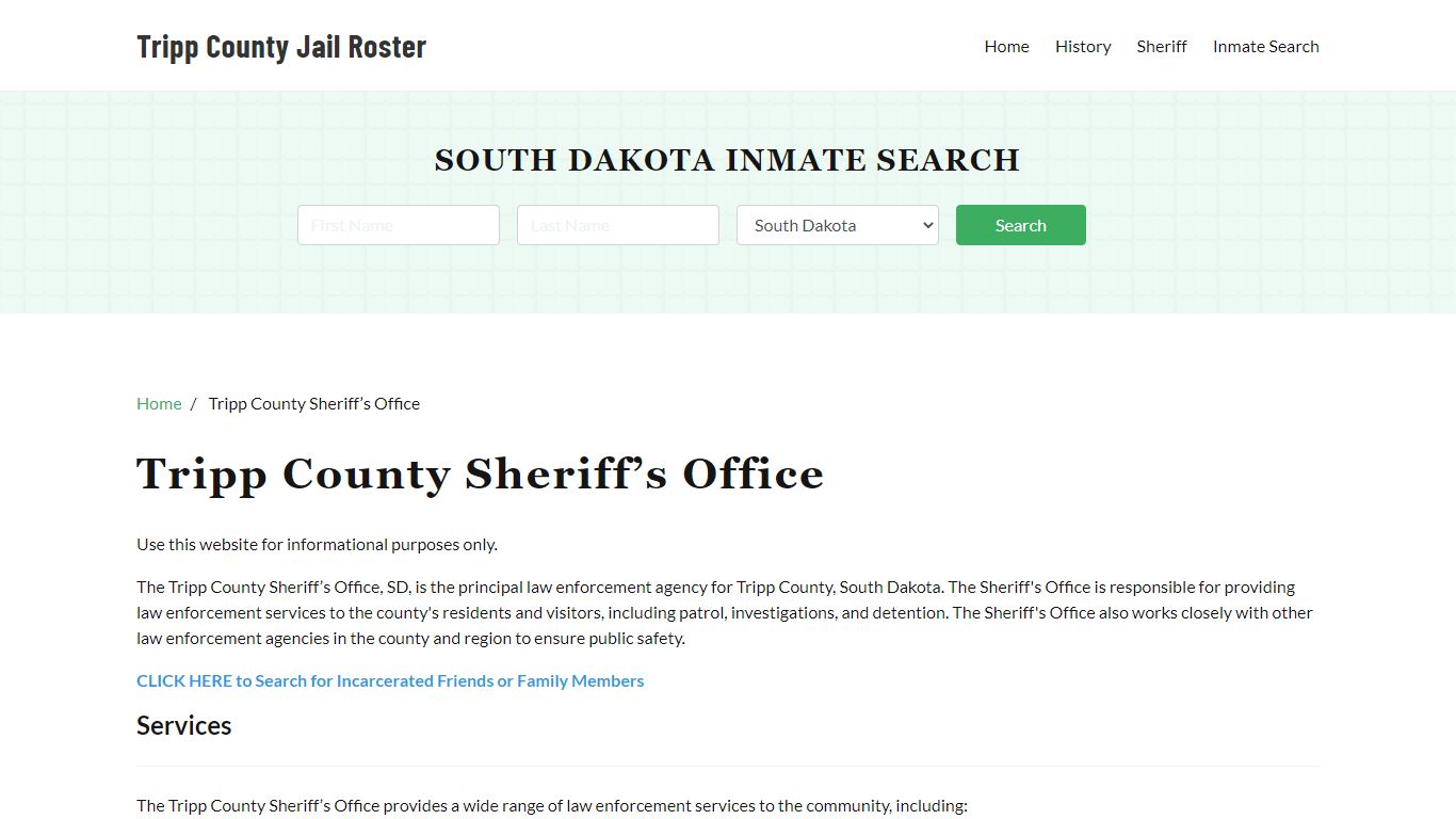 Tripp County Sheriff Office, SD, Arrest Warrants Search