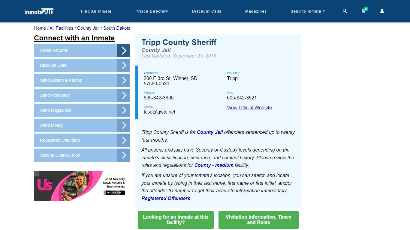 Tripp County Sheriff - Inmate Locator