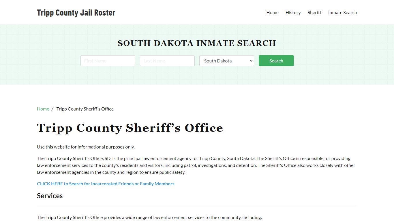 Tripp County Sheriff Office, SD, Arrest Warrants Search
